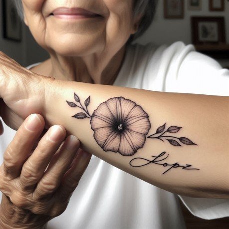 Birth Flower Tattoo for Grandchildren