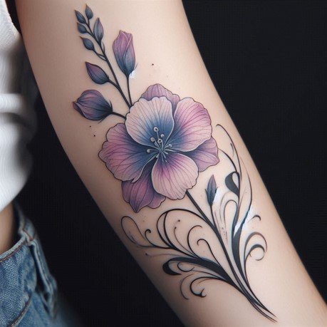 July Birth Flower Larkspur Tattoo