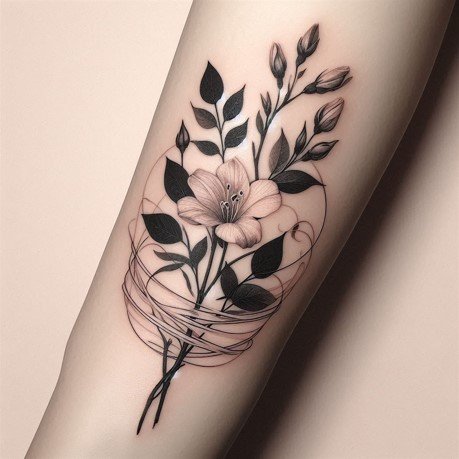 June Birth Flower Bouquet Tattoo