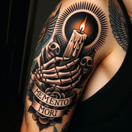Memento Mori Candle Tattoo