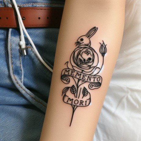 Memento Mori Fine Line Tattoo