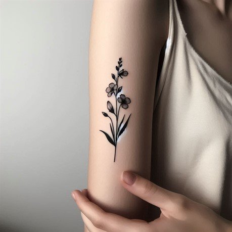 Minimalist July Birth Flower Larkspur Tattoo