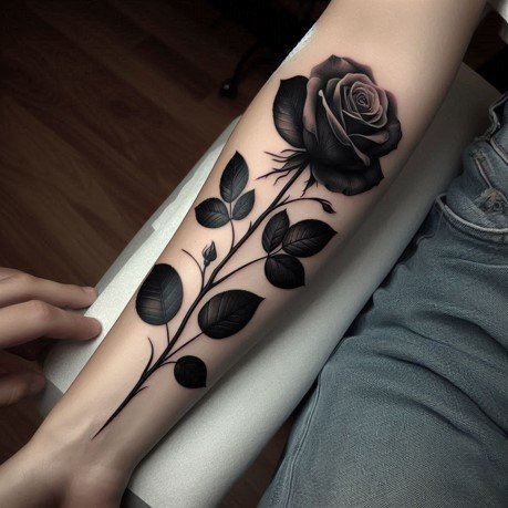 Realistic Rose June Birth Flower Tattoo