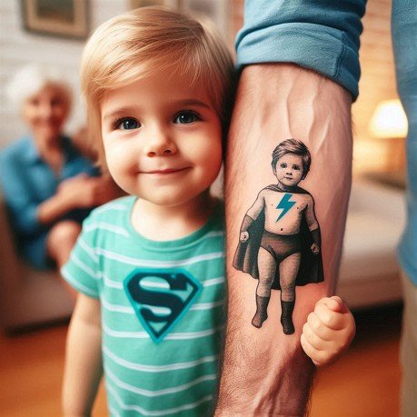 Superhero Grandchildren Tattoo Ideas
