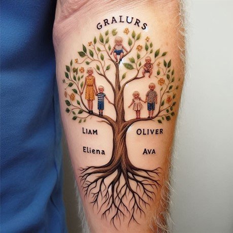 Unique Family Tree Tattoo