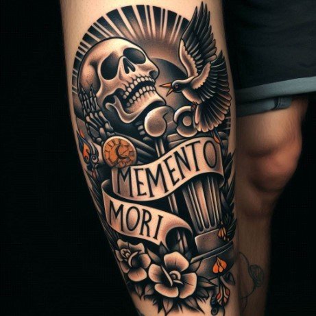 old school memento mori tattoo
