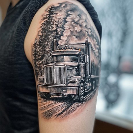 18 Wheeler Trucker Tattoo