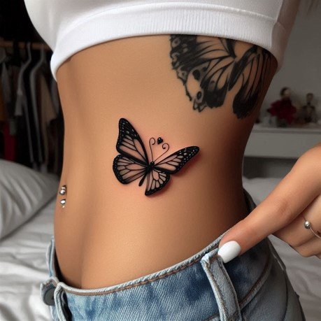 3d butterfly tattoo black and white