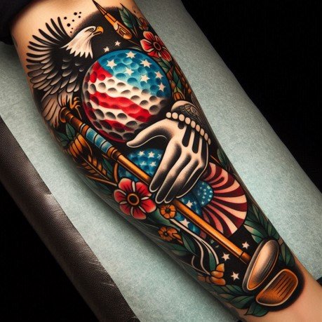 American Traditional golf tattoo