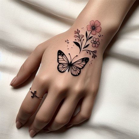 Butterfly tattoo on the hand