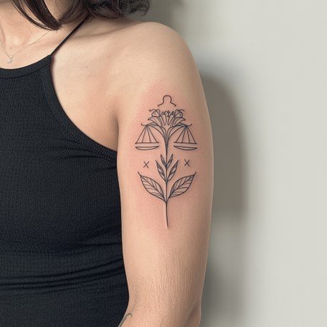 Fine Line Libra Tattoo