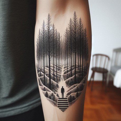 Forest tattoo on men arm