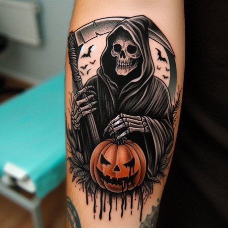 Grim Reaper Halloween Tattoo