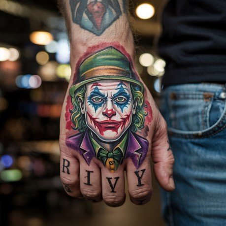 Joker hand tattoo