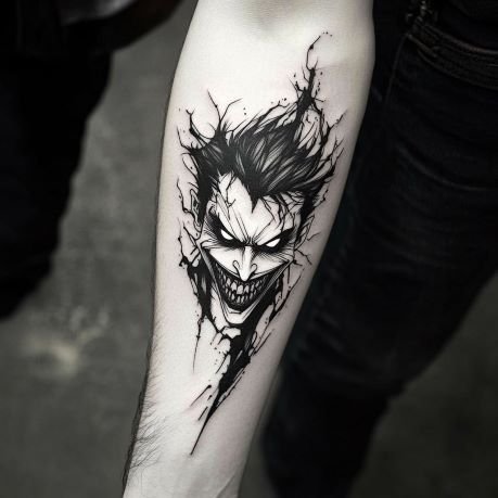 Joker tattoo on the forearm
