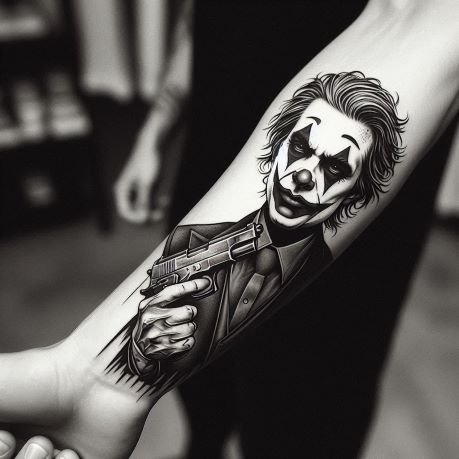 Joker with Gun Tattoo