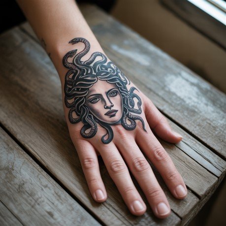 Medusa Hand Tattoo