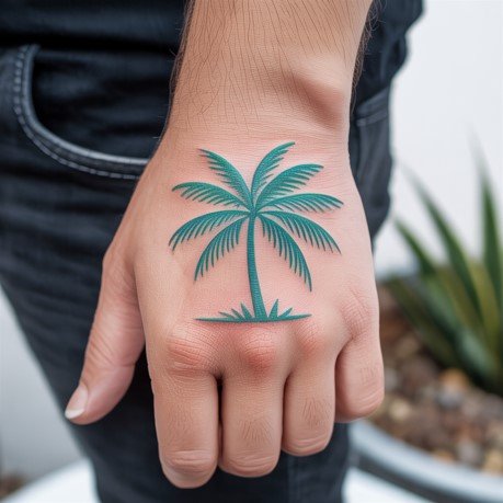 Palm Tree Hand Tattoo