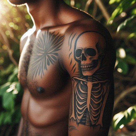 Skeleton Arm Tattoo for black man