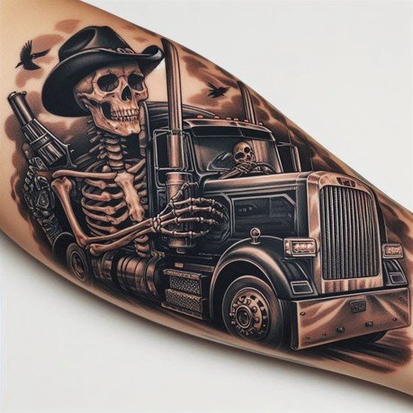 Skeleton Trucker Tattoo