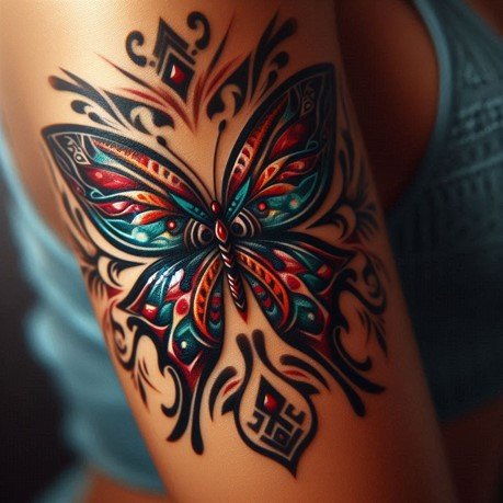 Tribal Butterfly Tattoo on arm