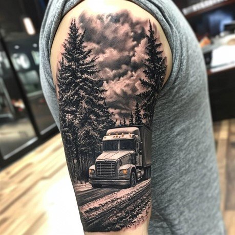 Truck Driver Sleeve Tattoo