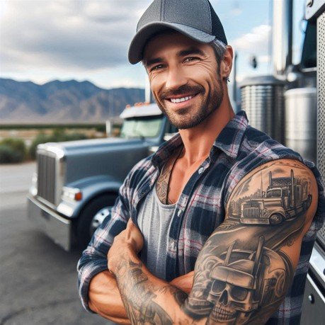 Truck Driver Tattoo on Shoulder 2