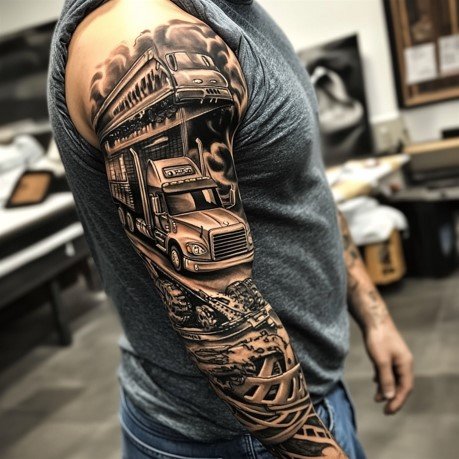 Trucker Sleeve Tattoo