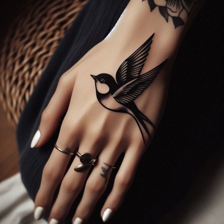 bird hand tattoo