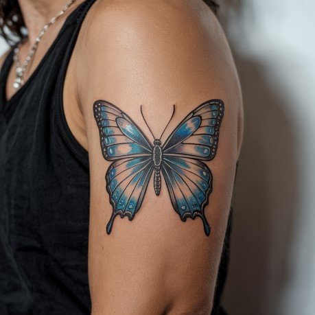 blue butterfly tattoo for girls