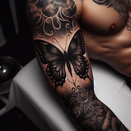 butterfly arm tattoo men