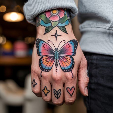 butterfly hand tattoo
