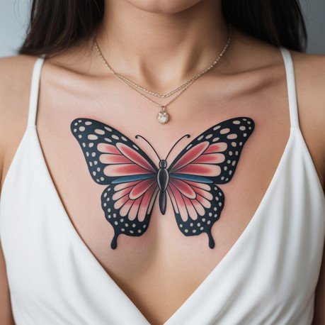 butterfly tattoo on chest