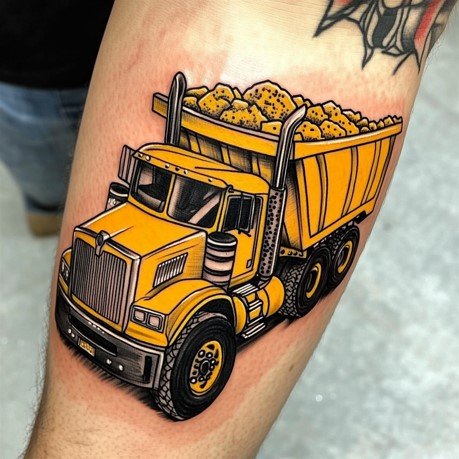 dump truck trucker tattoo