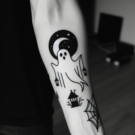 minimalist Ghost Halloween Tattoo