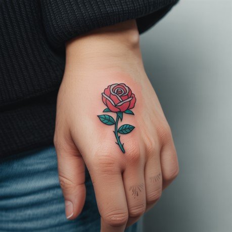 rose tattoo on the girl's hand