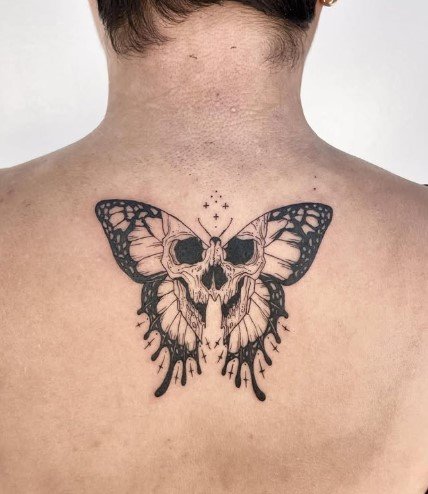 skull butterfly tattoo design