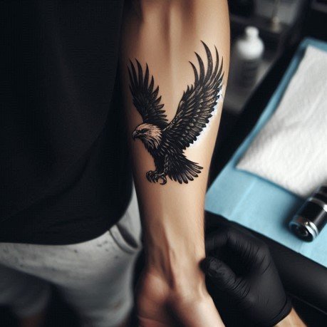 small eagle tattoo on arm