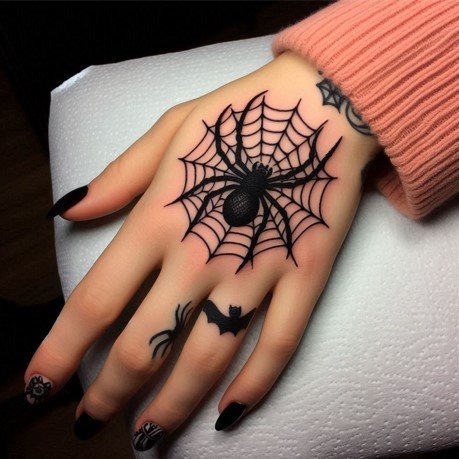 spider tattoo design on the hand