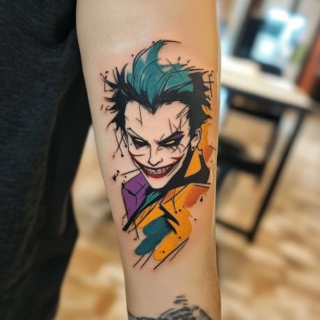 watercolor joker tattoo
