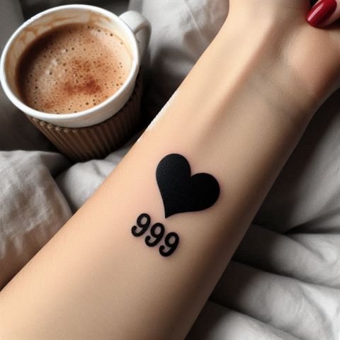 999 Heart Tattoo