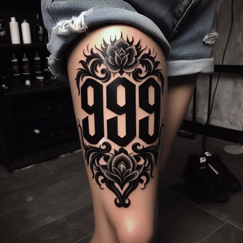999 Leg Tattoo