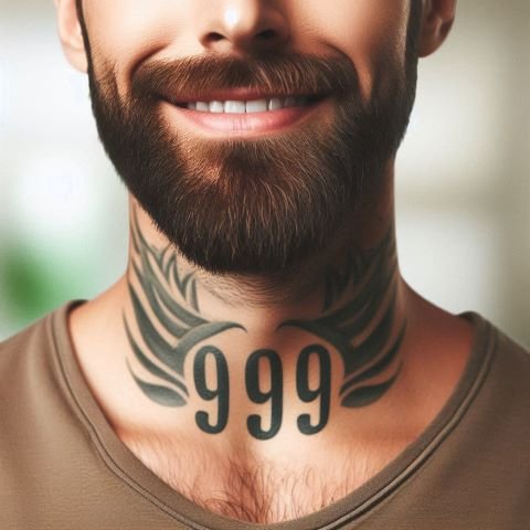 999 Neck Tattoo
