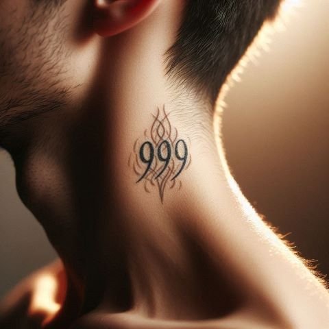 999 Neck Tattoo