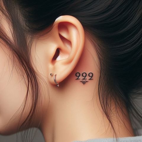 999 Tattoo Behind Ear