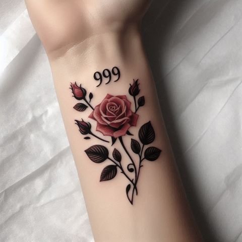 999 rose tattoo design