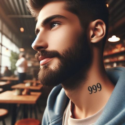 999 tattoo for men neck