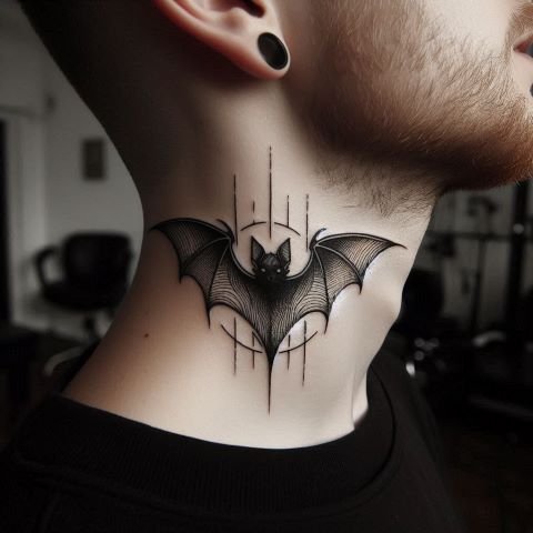 Bat Neck Tattoo