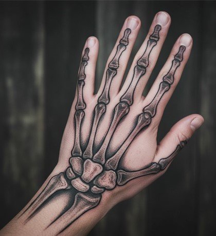 Black Skeleton Hand Tattoo