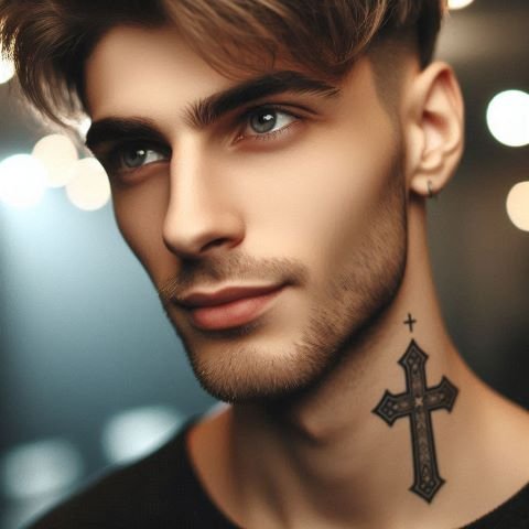 Cross Neck Tattoo